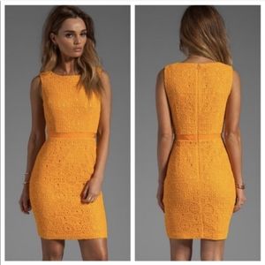 NWT Trina Turk warm yellow Sheath Crochet Dress Sz 2